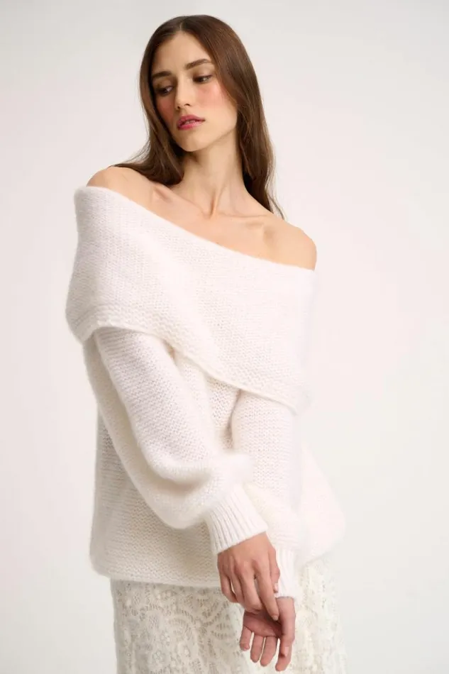 Luisa Spagnoli Knitwear Convoglio 8211 Bardot Pullover Cream 8211 Women