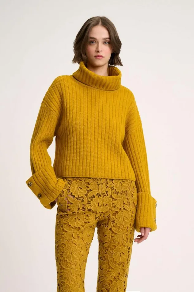 Luisa Spagnoli Knitwear Meconio 8211 Oversized Pullover 8211 Fashion Show Mustard 8211 Women
