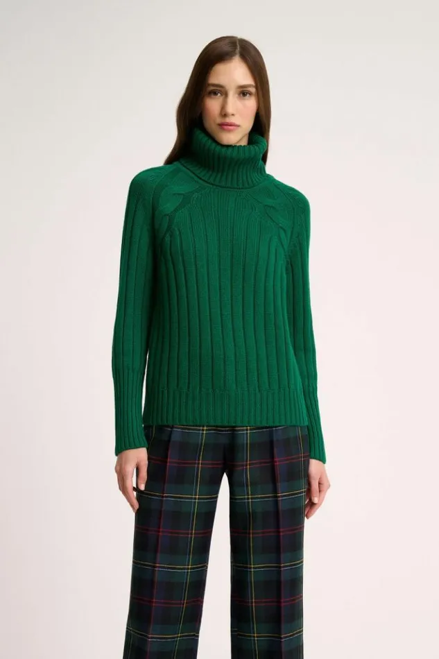 Luisa Spagnoli Knitwear Mestieri 8211 Raglan Turtleneck Green 8211 Women