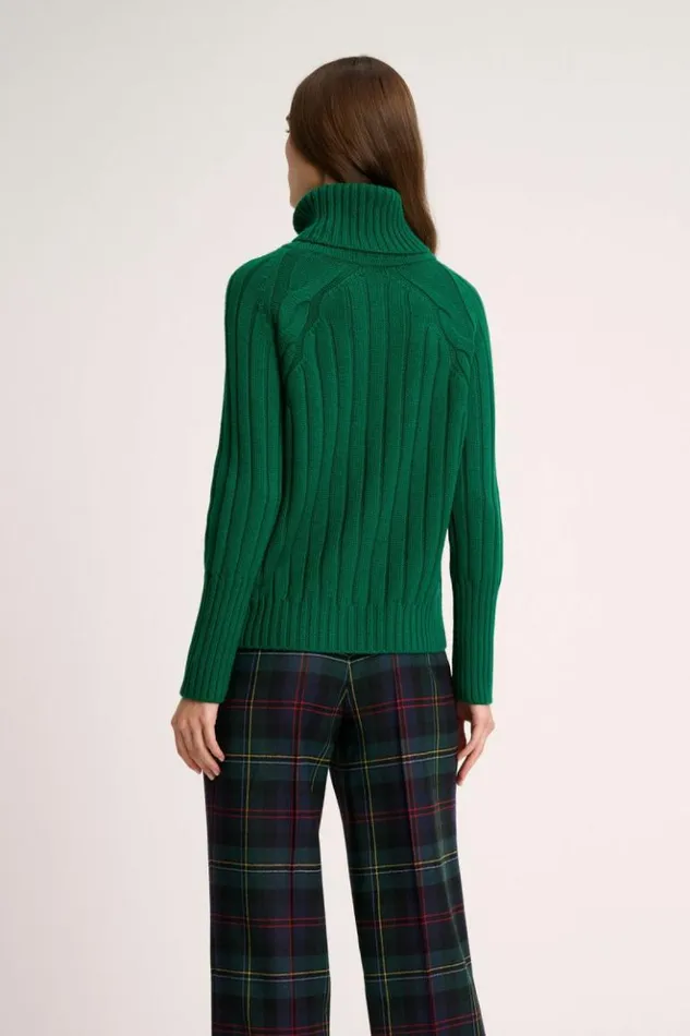 Luisa Spagnoli Knitwear Mestieri 8211 Raglan Turtleneck Green 8211 Women