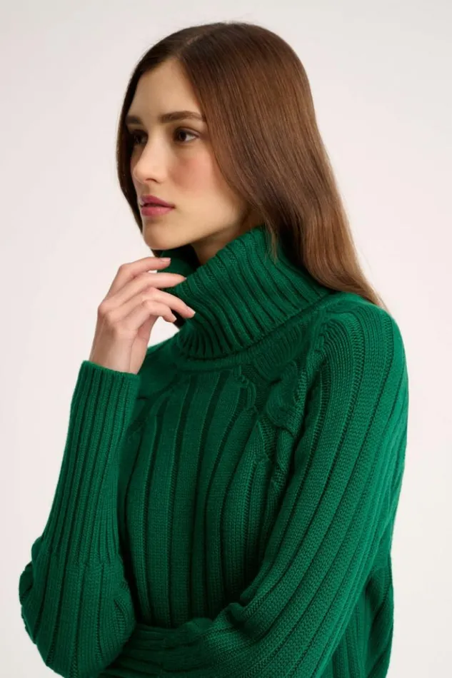 Luisa Spagnoli Knitwear Mestieri 8211 Raglan Turtleneck Green 8211 Women