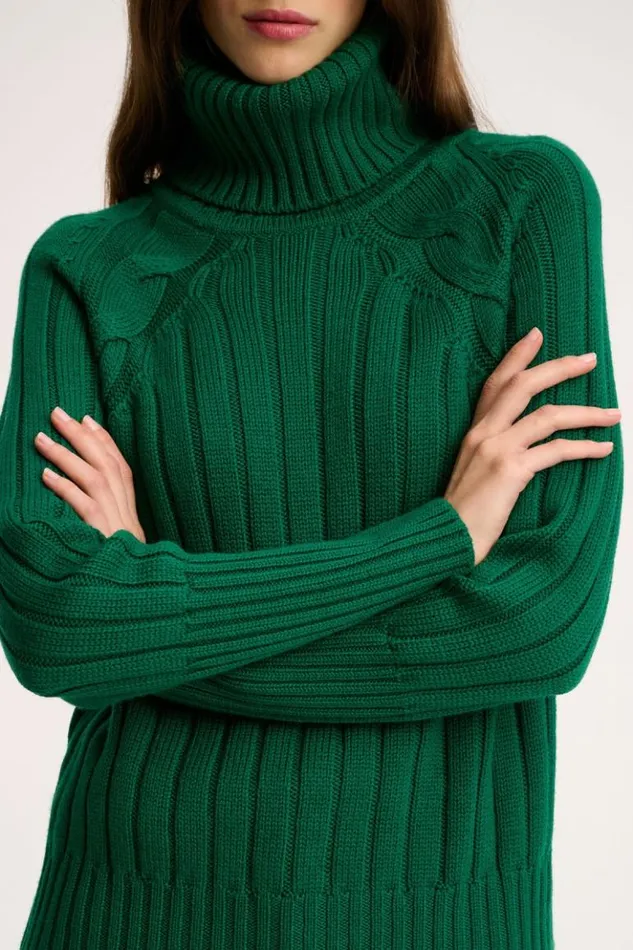 Luisa Spagnoli Knitwear Mestieri 8211 Raglan Turtleneck Green 8211 Women