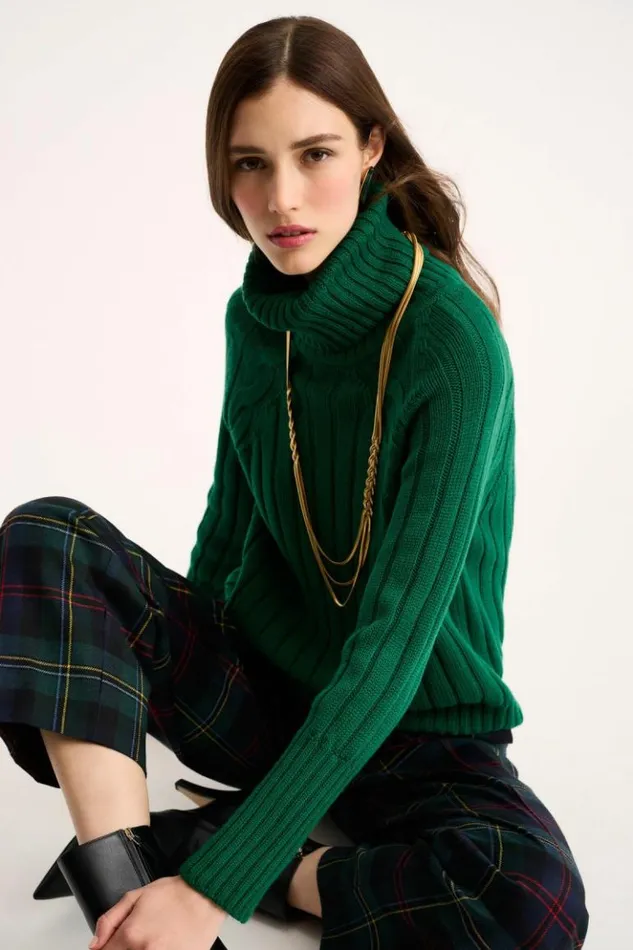 Luisa Spagnoli Knitwear Mestieri 8211 Raglan Turtleneck Green 8211 Women