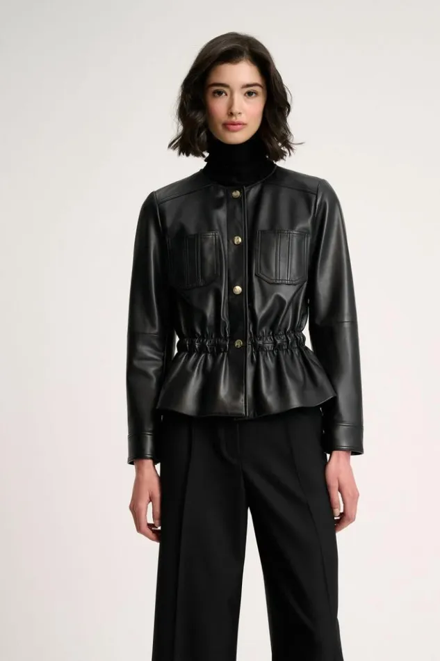 Luisa Spagnoli Outerwear Sergente 8211 Leather Jacket Black 8211 Women