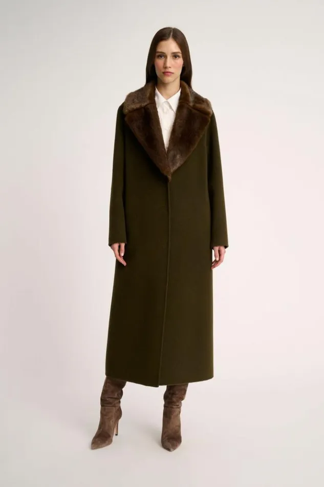 Luisa Spagnoli Outerwear Sussulto 8211 Coat With Faux Fur Lapels 8211 Women