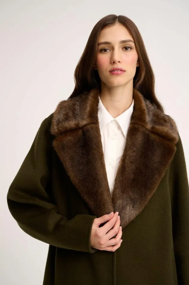 Luisa Spagnoli Outerwear Sussulto 8211 Coat With Faux Fur Lapels 8211 Women Luisa Spagnoli Outerwear Sussulto 8211 Coat With Faux Fur Lapels 8211 Women