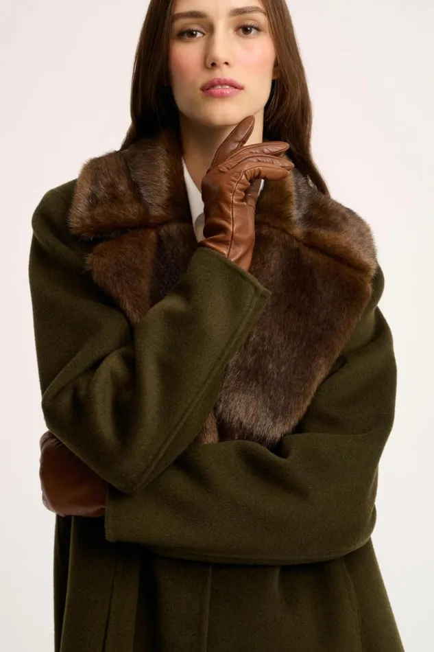 Luisa Spagnoli Outerwear Sussulto 8211 Coat With Faux Fur Lapels 8211 Women Luisa Spagnoli Outerwear Sussulto 8211 Coat With Faux Fur Lapels 8211 Women