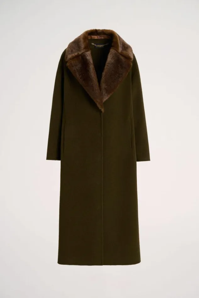 Luisa Spagnoli Outerwear Sussulto 8211 Coat With Faux Fur Lapels 8211 Women Luisa Spagnoli Outerwear Sussulto 8211 Coat With Faux Fur Lapels 8211 Women