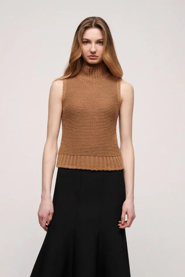 Luisa Spagnoli Tops And TShirts California 8211 Wool Top Camel 8211 Women