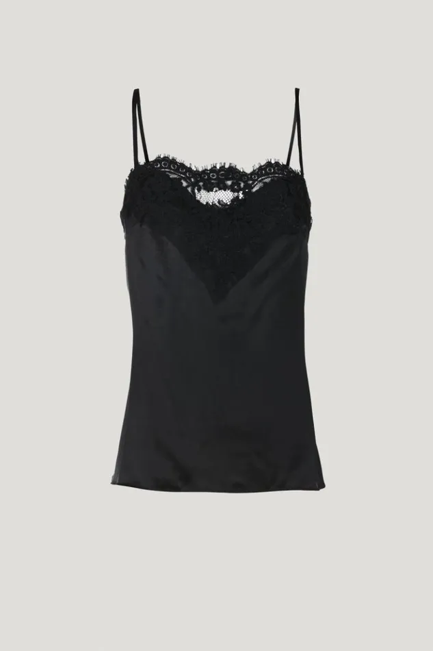 Luisa Spagnoli Tops And TShirts Lilia 8211 Top With Lace Black 8211 Women Luisa Spagnoli Tops And TShirts Lilia 8211 Top With Lace Black 8211 Women
