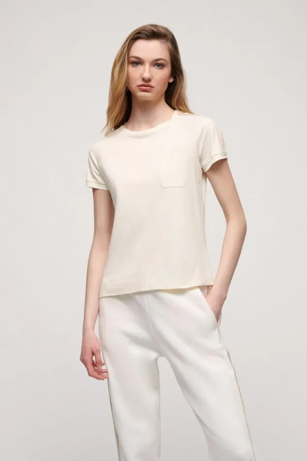 Luisa Spagnoli Tops And TShirts Lunar 8211 Cotton TShirt Ivory 8211 Women