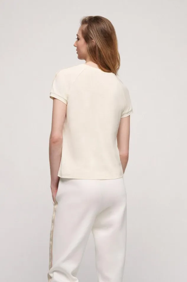 Luisa Spagnoli Tops And TShirts Lunar 8211 Cotton TShirt Ivory 8211 Women Luisa Spagnoli Tops And TShirts Lunar 8211 Cotton TShirt Ivory 8211 Women