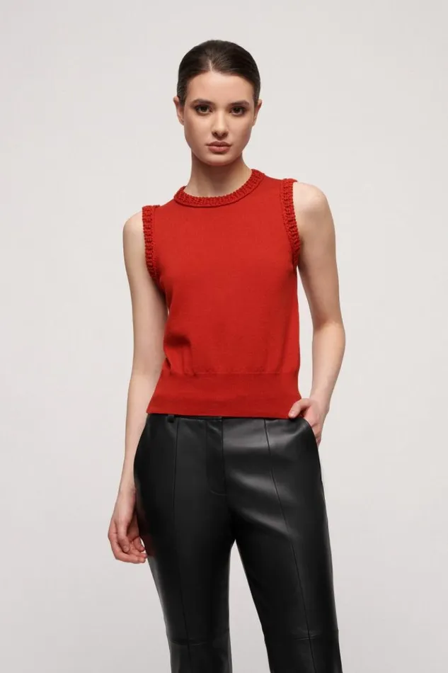 Luisa Spagnoli Tops And TShirts Mini 8211 Wool Top Bright Orange 8211 Women