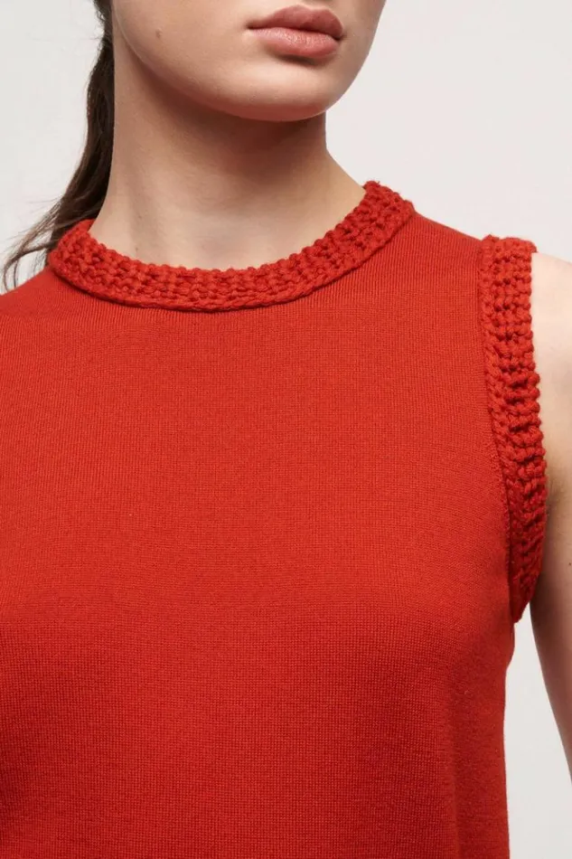 Luisa Spagnoli Tops And TShirts Mini 8211 Wool Top Bright Orange 8211 Women