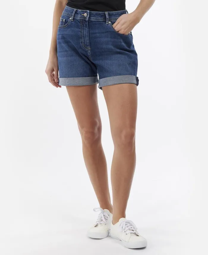 Maddison Denim Shorts Ecru Women Barbour Trousers and Shorts
