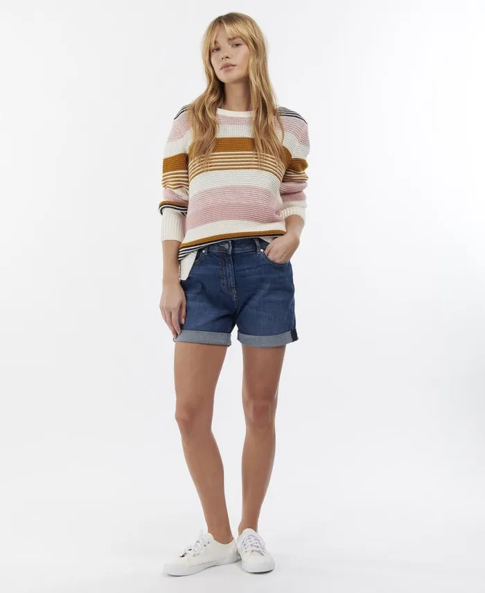 Maddison Denim Shorts Ecru Women Barbour Trousers and Shorts