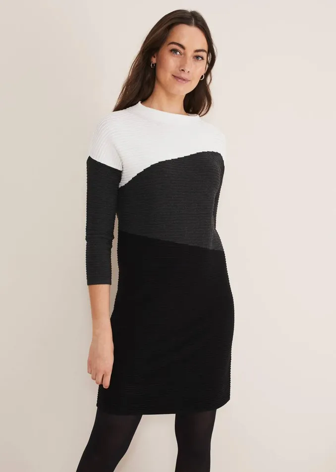 Mali Textured Stitch Colourblock Dress Blackmulti Women Phase Eight Dresses
