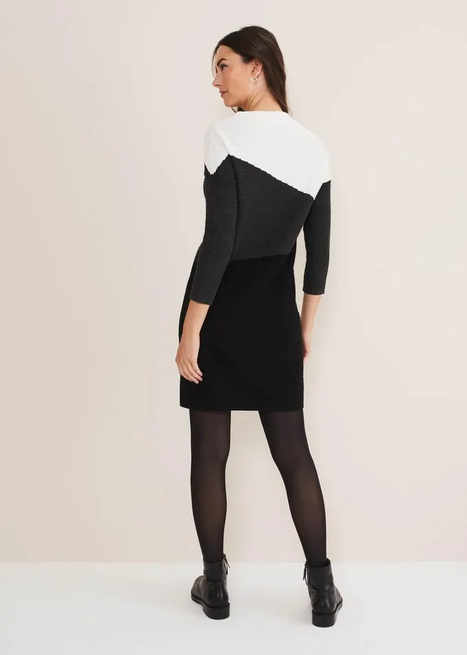 Mali Textured Stitch Colourblock Dress Blackmulti Women Phase Eight Dresses