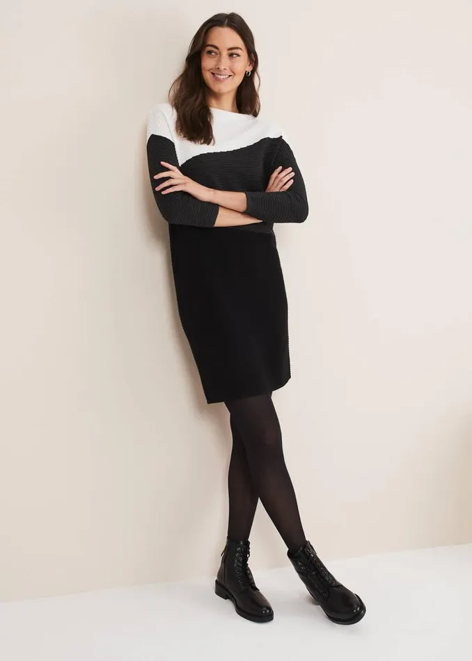 Mali Textured Stitch Colourblock Dress Blackmulti Women Phase Eight Dresses