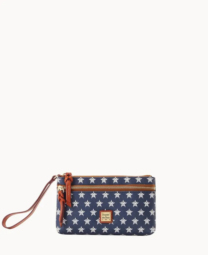 ManWoman MLB Astros Double Zip Wristlet Astros Dooney and Bourke Wallets