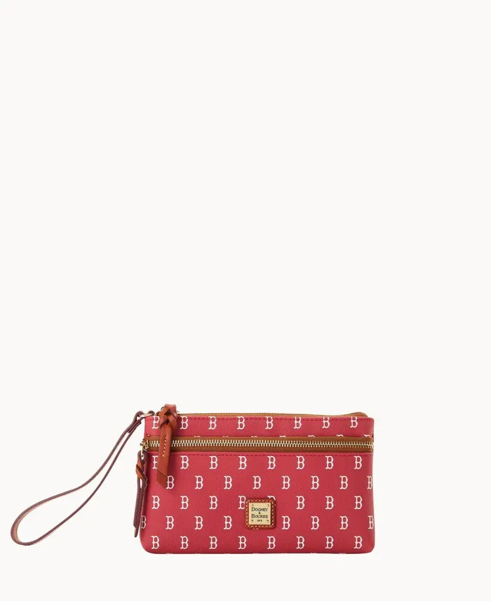 ManWoman MLB Red Sox Double Zip Wristlet Boston Red Sox Dooney and Bourke Wallets