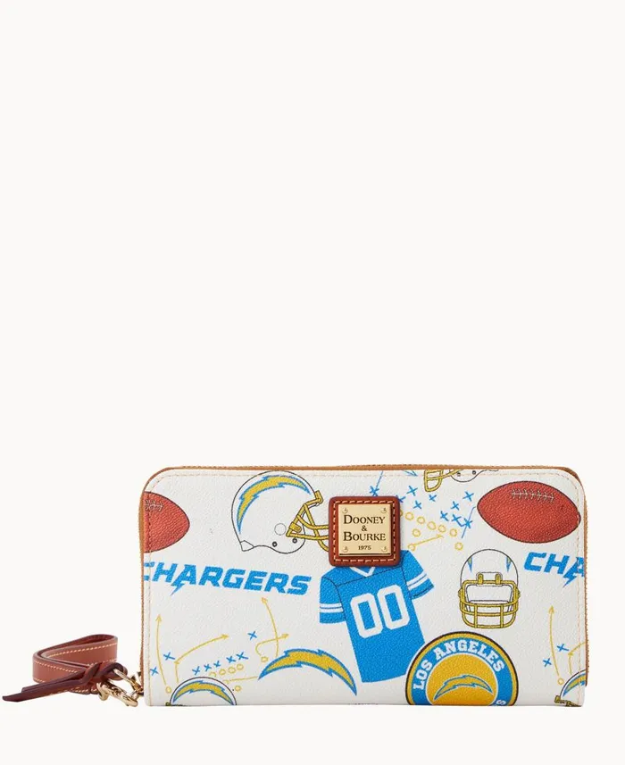 ManWoman NFL Chargers Large Zip Around Wristlet Chargers Dooney and Bourke Wallets