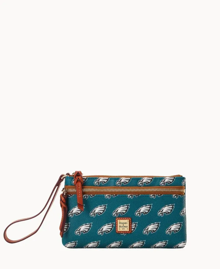 ManWoman NFL Eagles Double Zip Wristlet Philadelphia Eagles Dooney and Bourke Wallets