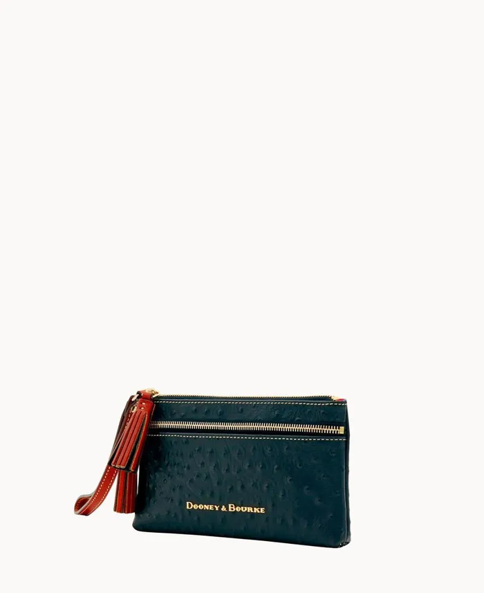 ManWoman Ostrich Double Zip Wristlet Black Dooney and Bourke Wallets ManWoman Ostrich Double Zip Wristlet Black Dooney and Bourke Wallets