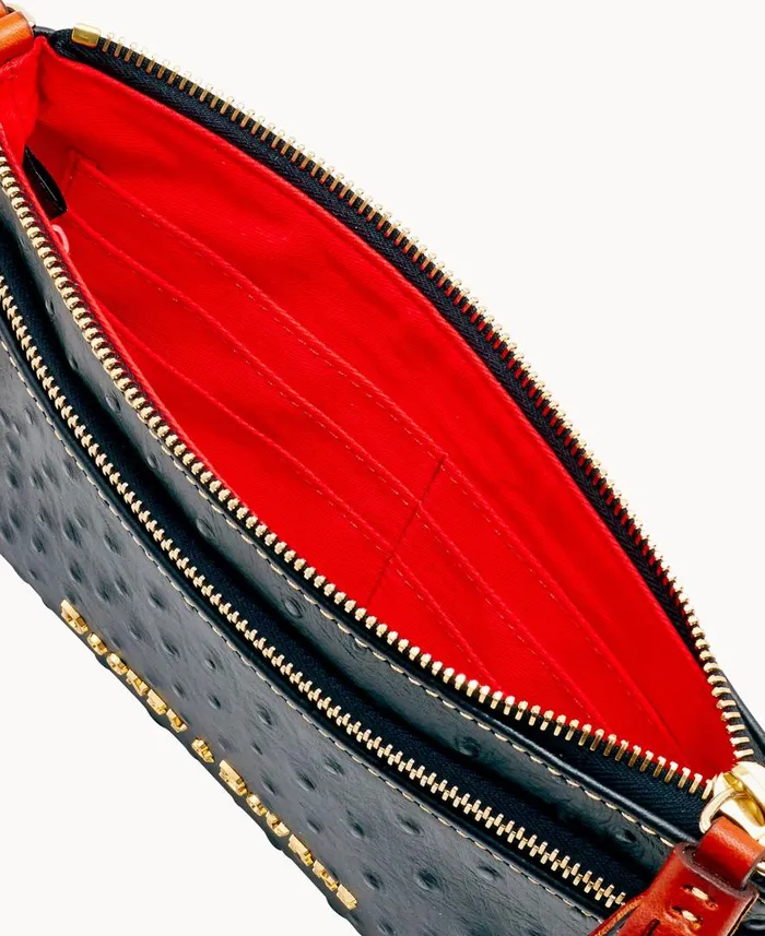 ManWoman Ostrich Double Zip Wristlet Black Dooney and Bourke Wallets ManWoman Ostrich Double Zip Wristlet Black Dooney and Bourke Wallets