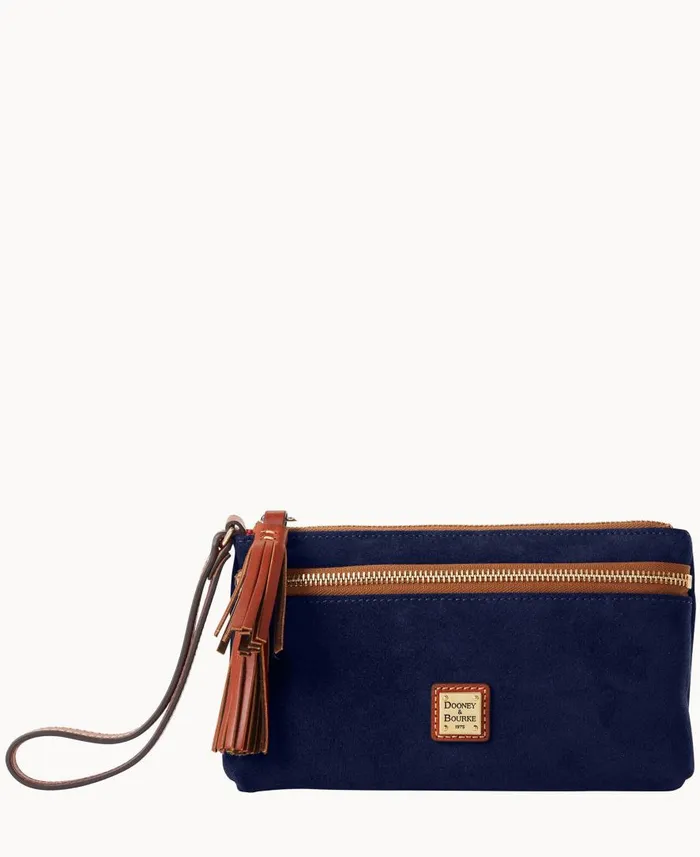 ManWoman Suede Double Zip Wristlet Navy Dooney and Bourke Wallets