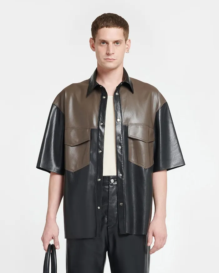 Mance Okobor AltLeather Shirt ShiitakeBlack Men Nanushka Tops