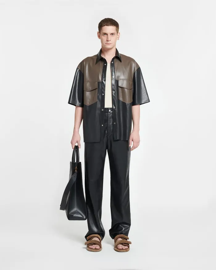 Mance Okobor AltLeather Shirt ShiitakeBlack Men Nanushka Tops
