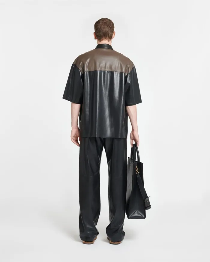 Mance Okobor AltLeather Shirt ShiitakeBlack Men Nanushka Tops