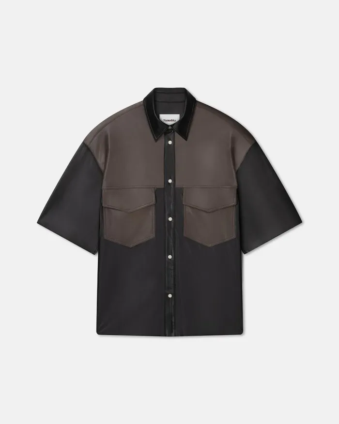 Mance Okobor AltLeather Shirt ShiitakeBlack Men Nanushka Tops