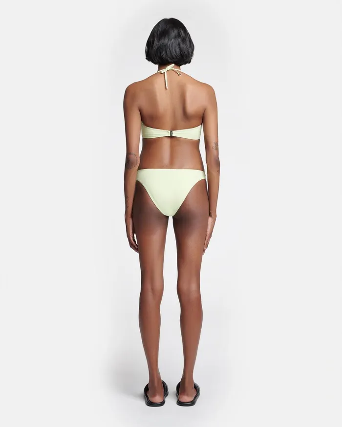 Manou Ruched Halterneck Bikini Top Shadow Lime Women Nanushka Swimwear