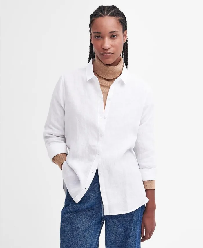 Marine Relaxed LongSleeved Shirt Navywhite Women Barbour Shirts and Blouses
