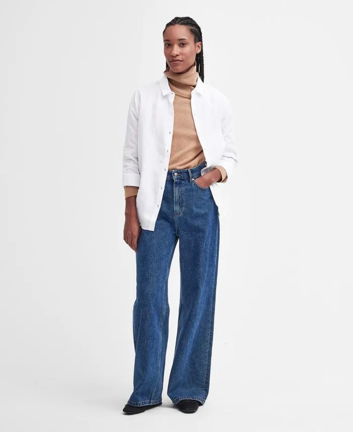 Marine Relaxed LongSleeved Shirt Navywhite Women Barbour Shirts and Blouses