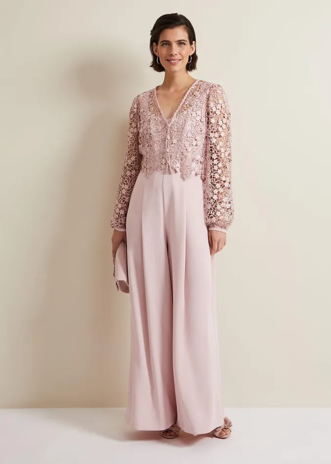 Mariposa Pale Pink Lace Jumpsuit Pale Pink Women Phase Eight Dresses