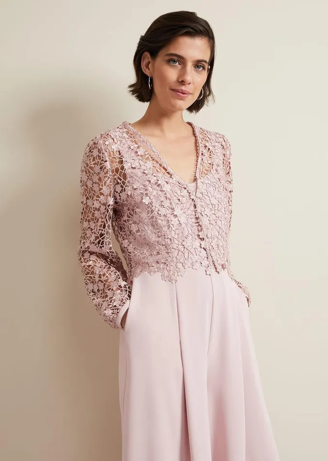 Mariposa Pale Pink Lace Jumpsuit Pale Pink Women Phase Eight Dresses
