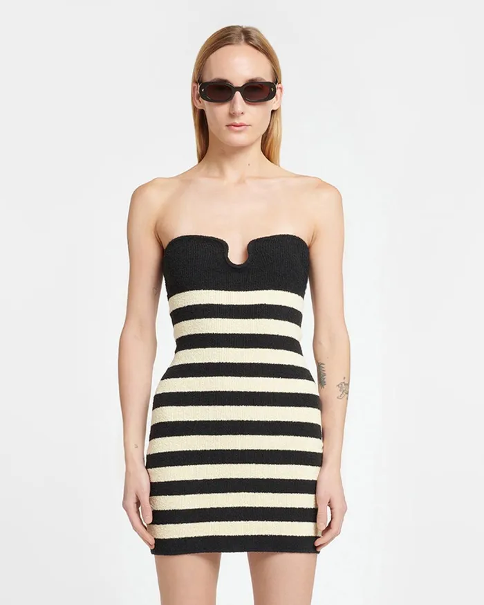 Masato Striped TerryKnit Dress CremeOff Black Women Nanushka Knitwear