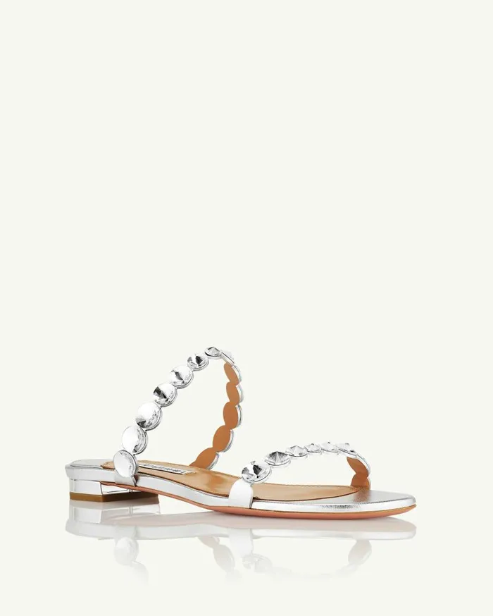MaxiTequila Sandal Flat Silver Women Aquazzura Flats