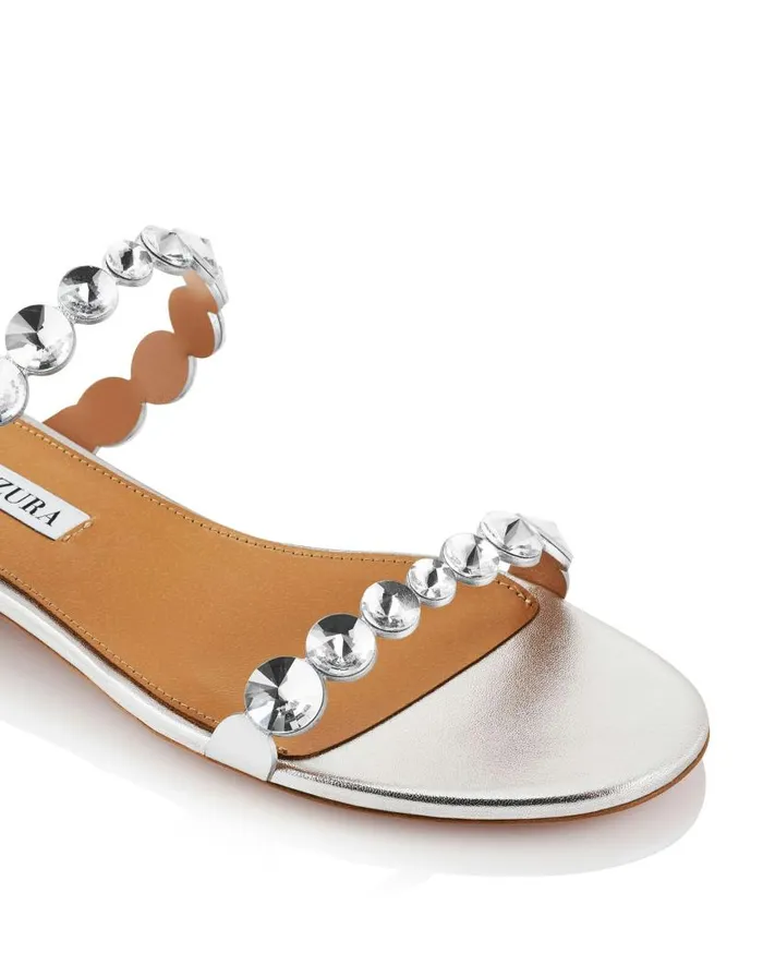 MaxiTequila Sandal Flat Silver Women Aquazzura Flats MaxiTequila Sandal Flat Silver Women Aquazzura Flats