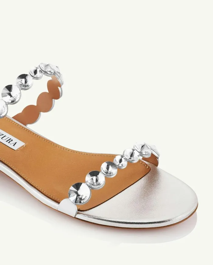 MaxiTequila Sandal Flat Silver Women Aquazzura Flats MaxiTequila Sandal Flat Silver Women Aquazzura Flats