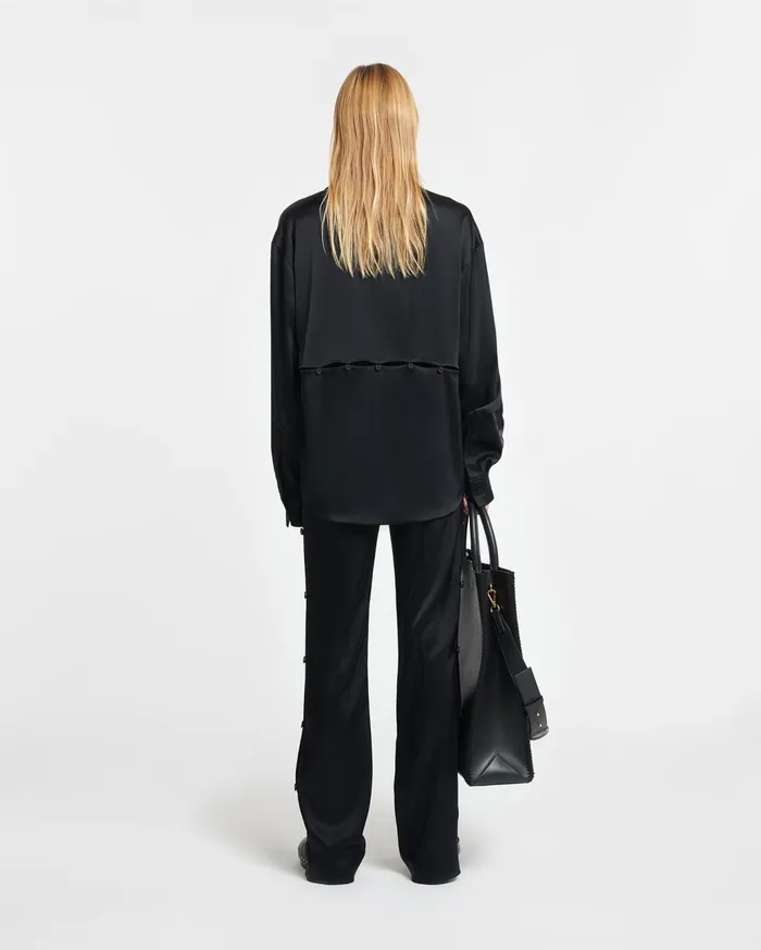 Maxon Slip Satin Shirt Black Women Nanushka Shirts and Blouses