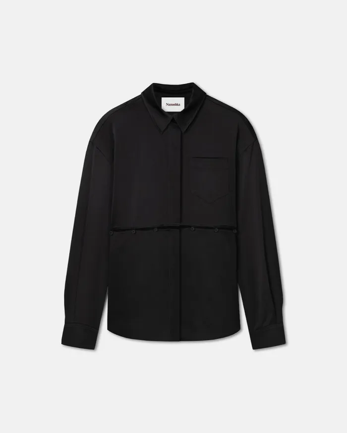 Maxon Slip Satin Shirt Black Women Nanushka Shirts and Blouses