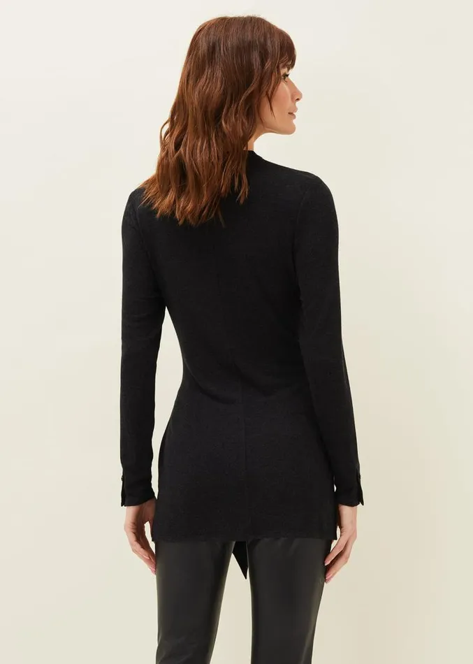 Maya Tie Front Longline Top Charcoal Women Phase Eight Tops and TShirts
