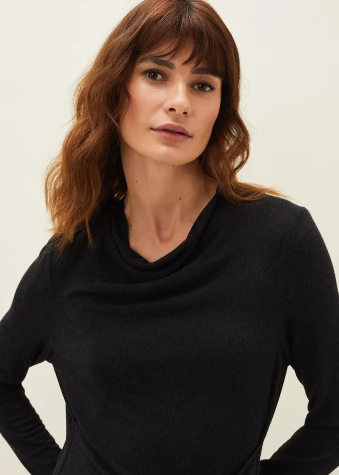 Maya Tie Front Longline Top Charcoal Women Phase Eight Tops and TShirts