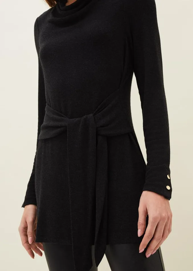 Maya Tie Front Longline Top Charcoal Women Phase Eight Tops and TShirts