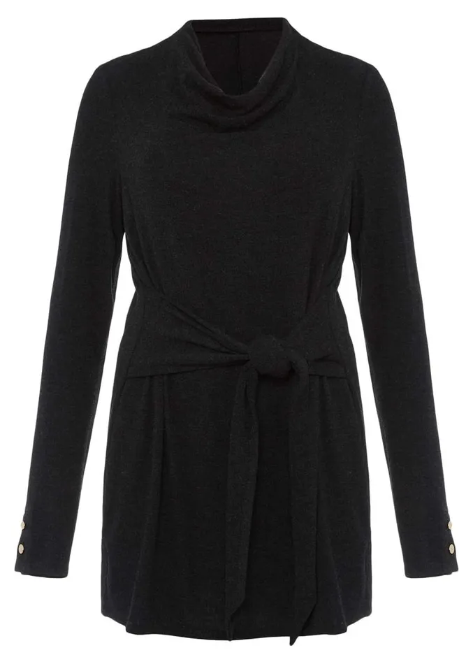 Maya Tie Front Longline Top Charcoal Women Phase Eight Tops and TShirts