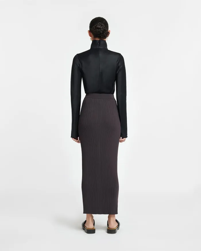 Meika RibbedKnit Maxi Skirt Dark Brown Women Nanushka Skirts
